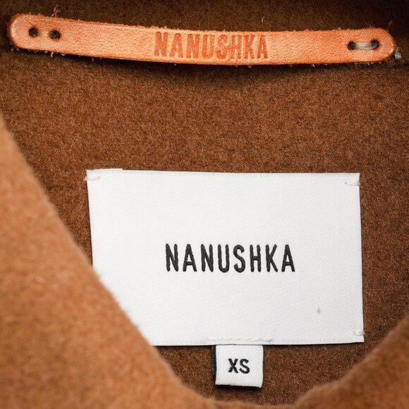 Nanushka Marzy Brown & Beige Fringed Checked Wool-Blend Coat - Picture 12 of 14